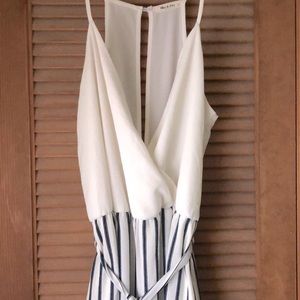 White and Navy Blue Jumpsuit/Romper